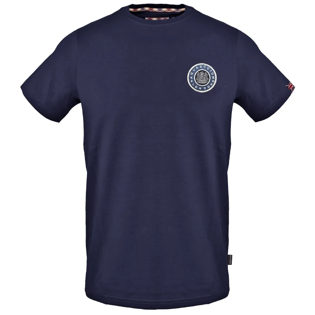 Aquascutum Small London Circle Logo Navy Blue T Shirt