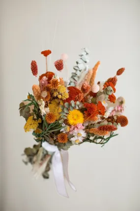 Burnt Orange Yarrow & Dried eucalyptus Wildflower bridal bouquet / billy balls bouquet / Boho Bridal Bouquet