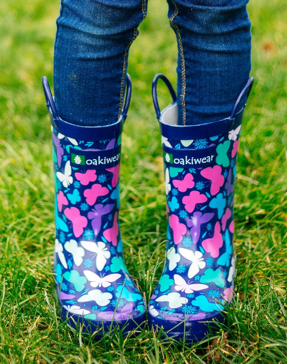 CHILDREN’S RUBBER RAIN BOOTS, BRIGHT BUTTERFLIES