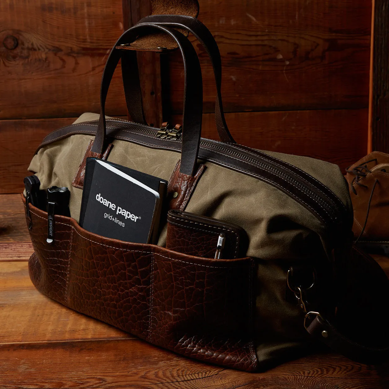 Coronado Leather Bison Redwood Duffel