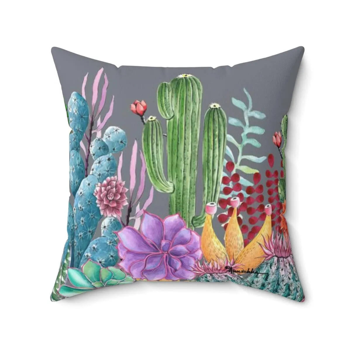 Desert Garden Polyester Square Pillow