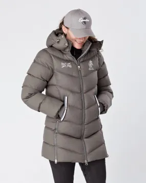 Exclusive Long Grey Puffer Coat / Jacket - Detachable Hood