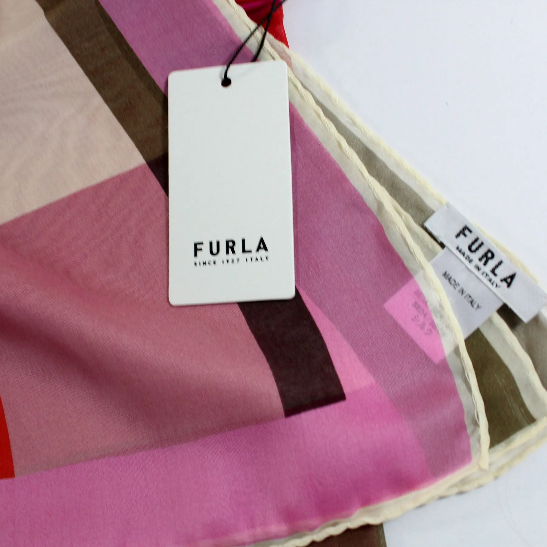 Furla Scarf Pink Design - Extra Large 47 Inch Square Chiffon Silk Shawl SALE