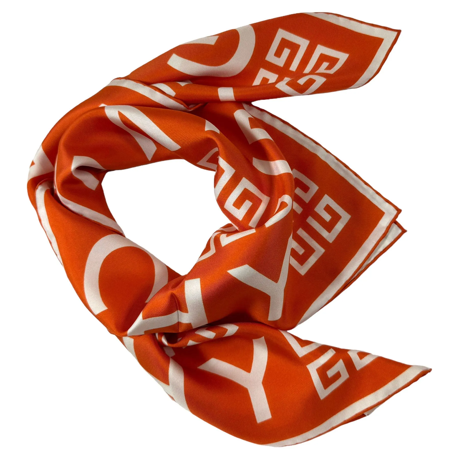 Givenchy Scarf Orange 4G Design - Square Twill Silk Foulard FINAL SALE