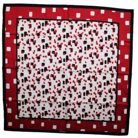 Givenchy Scarf Red Black White Geometric - Large 36 Inch Square Twill Silk Scarf FINAL SALE