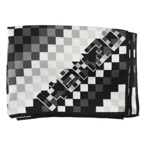 Kenzo Scarf Black White Design - Large Twill Silk Square Foulard SALE