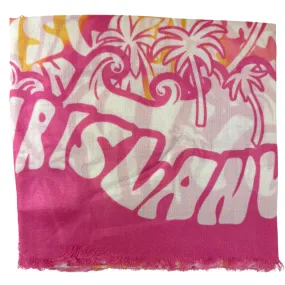 Lanvin Scarf Pink White Island Design - Extra Large 55 Inch Square Wrap SALE