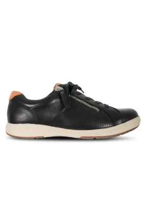 Leather Lace up & Zip Sneaker | BLACK/TAN | POOL ZZ