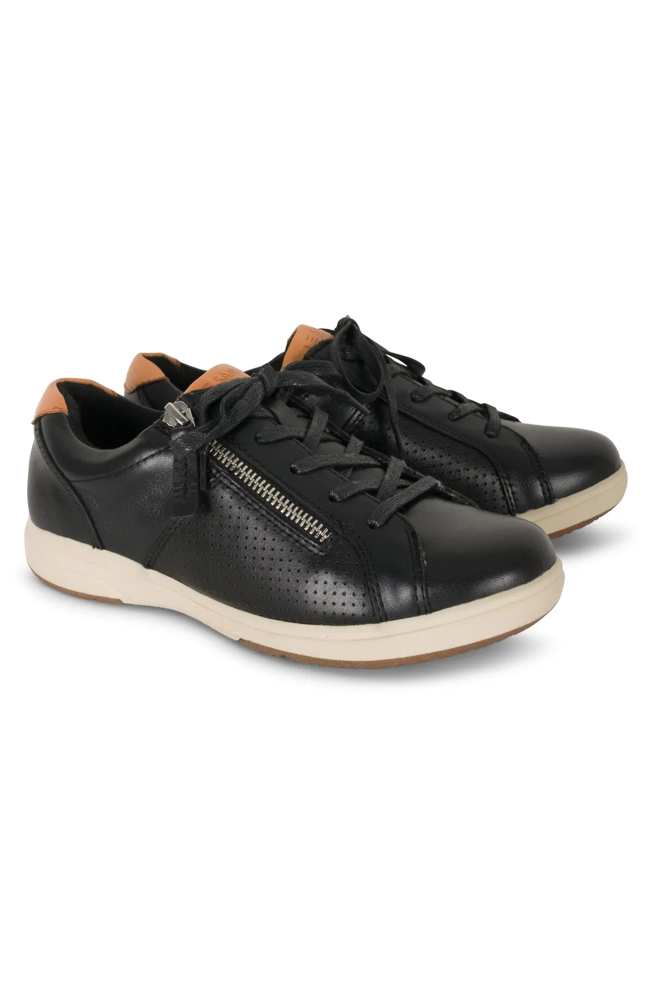 Leather Lace up & Zip Sneaker | BLACK/TAN | POOL ZZ