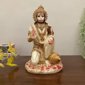 Lord Hanuman Marble Dust and Resin Idol - Hindu God Statue - Decorative Murti