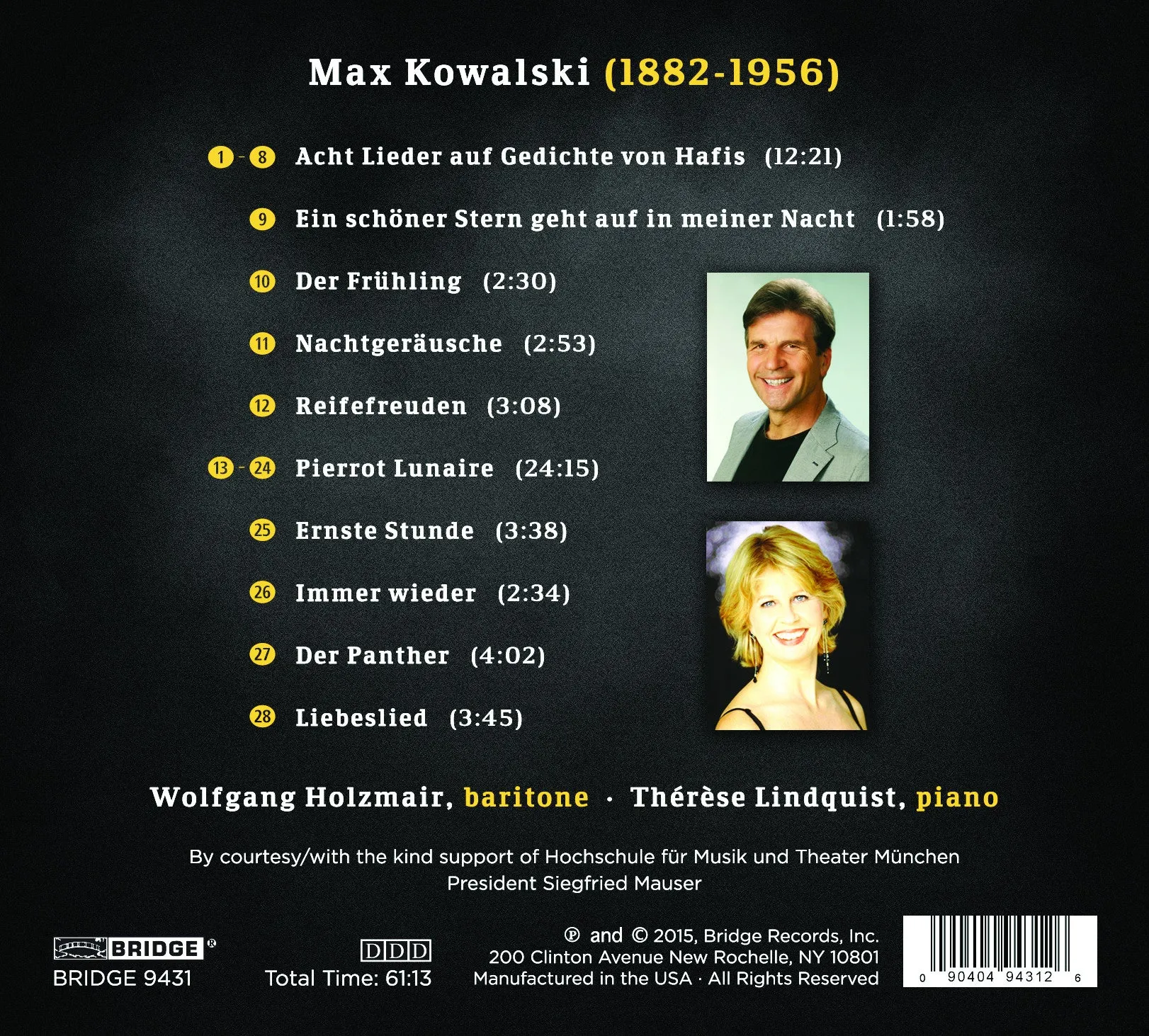 Max Kowalski Songs <BR> BRIDGE 9431