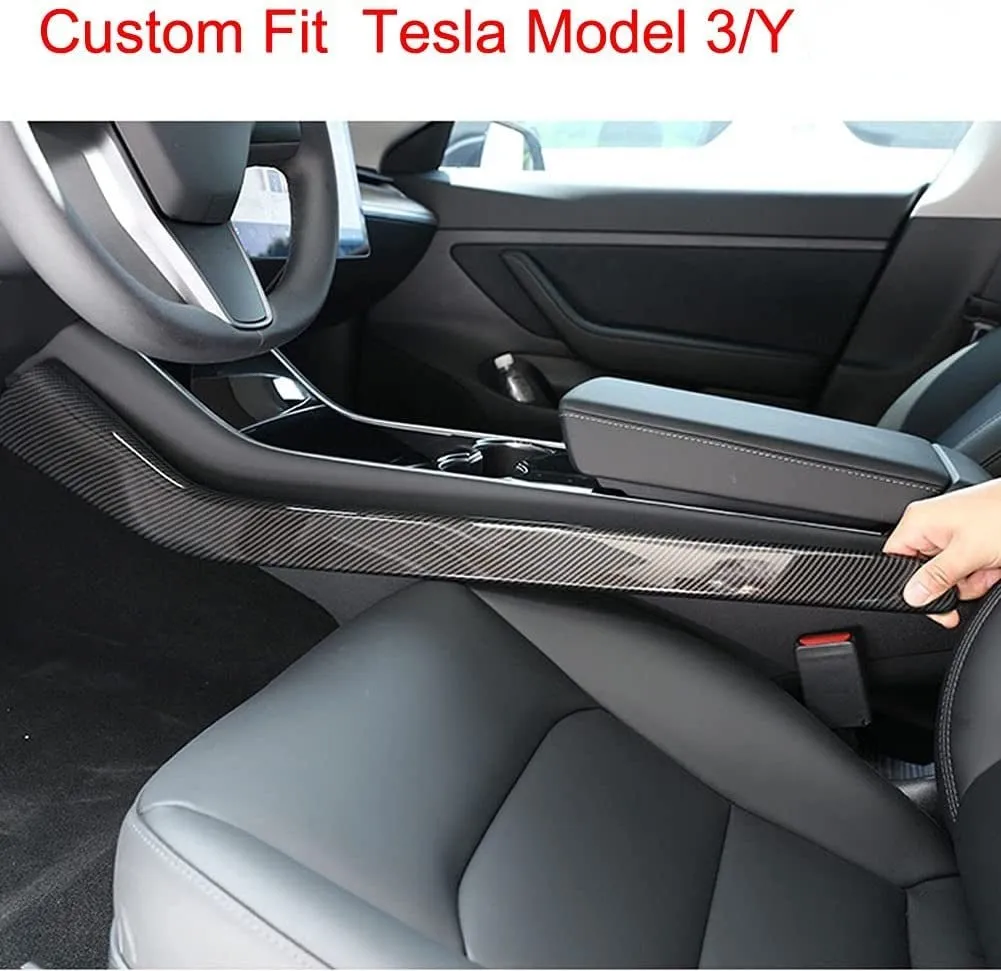 Model 3 / Y Center Control Side Trim - Carbon Fiber Interior Mods