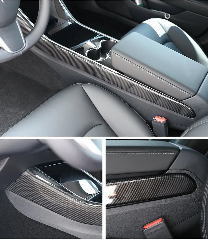 Model 3 / Y Center Control Side Trim - Carbon Fiber Interior Mods