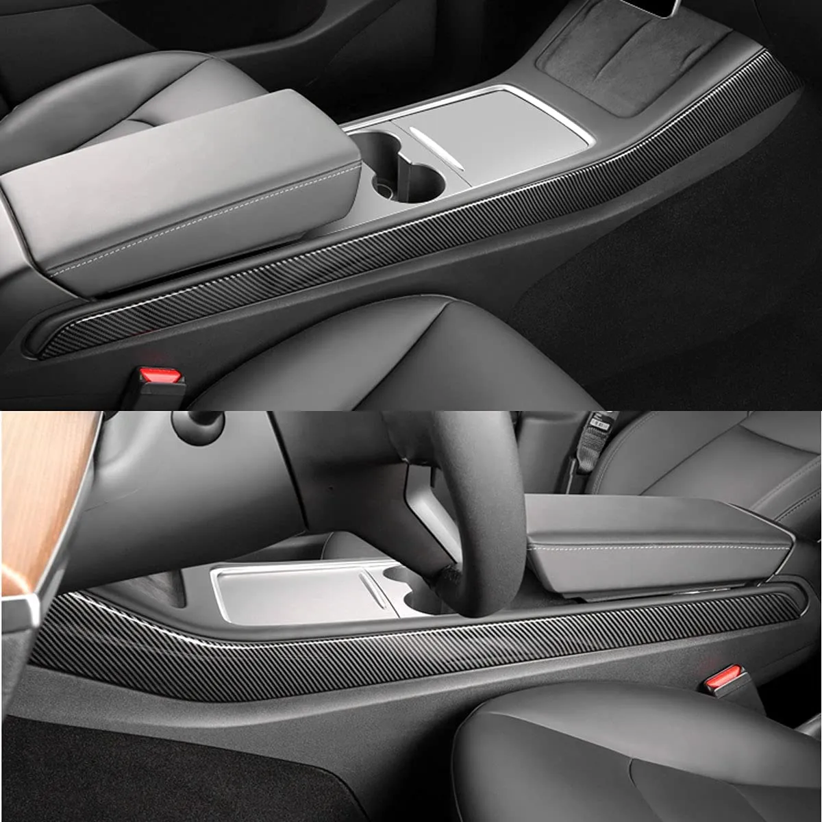 Model 3 / Y Center Control Side Trim - Carbon Fiber Interior Mods