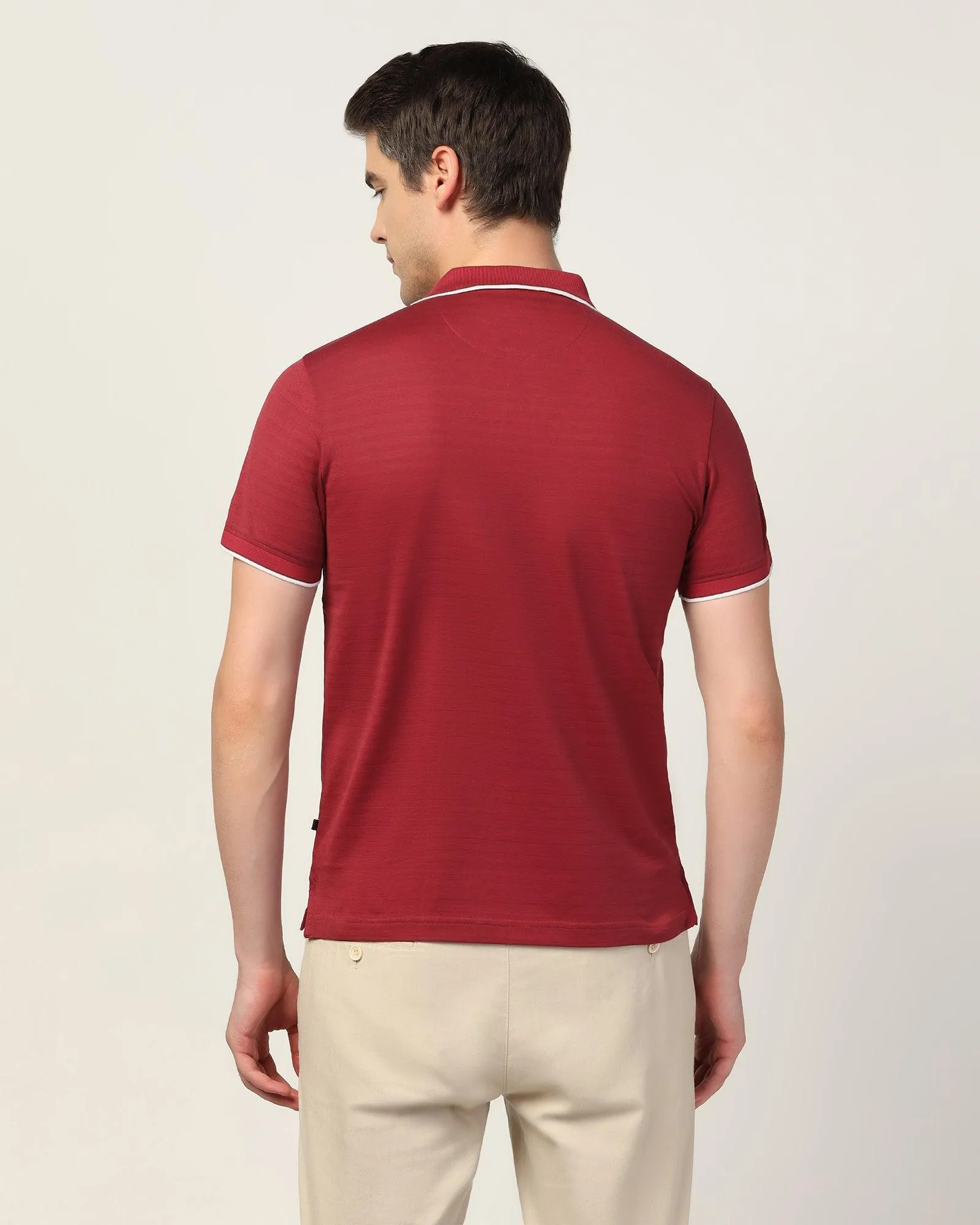 Polo Apple Red Textured T-Shirt - Kiyo