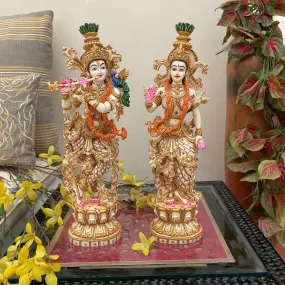 Radha Krishan Marble Dust & Resin Idol -  Hindu God Statue - Decorative Murti