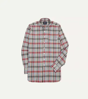 Red and Black Madras Check Cotton Button-Down Shirt