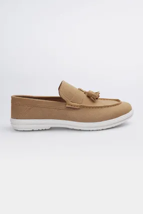 Slip On Suede Loafers - Beige