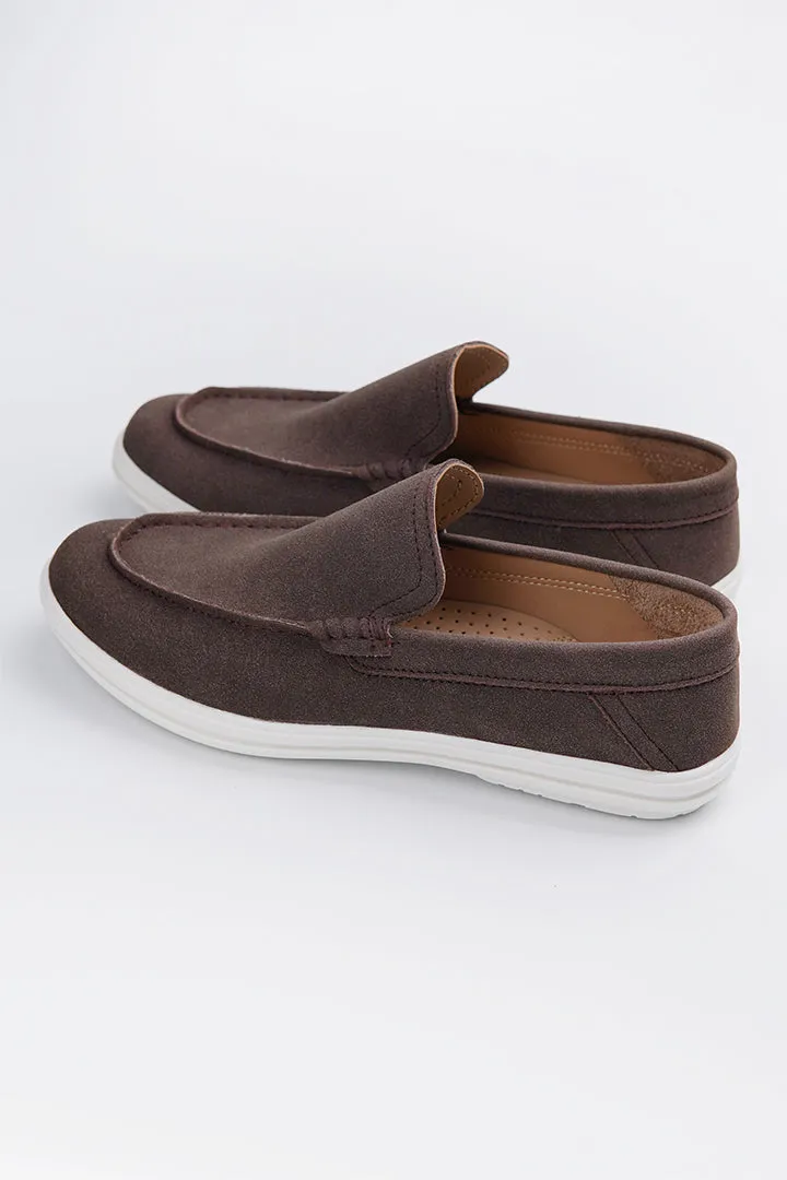 Slip On Suede Loafers - Dark Brown