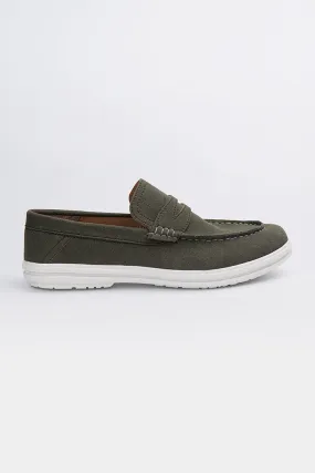 Slip On Suede Loafers - Green