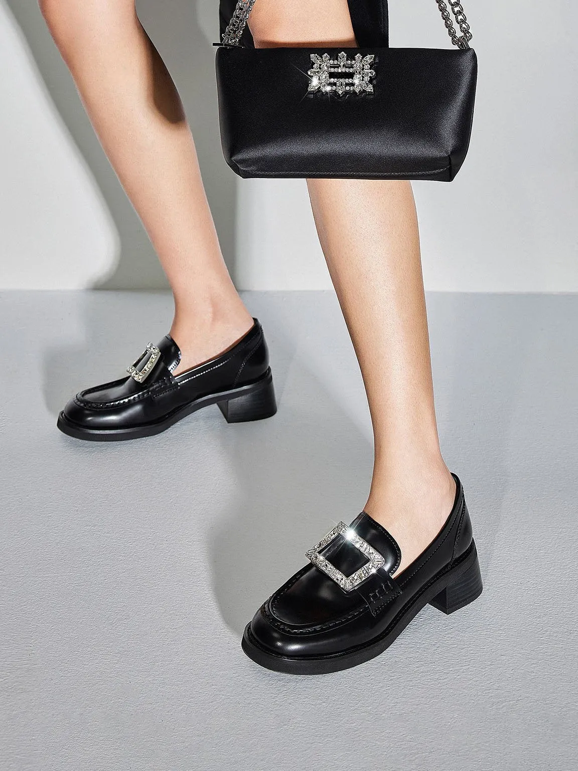 Square Diamanté Slip-on Pop Loafer