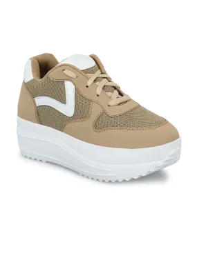 Taupe Wave Platform Sneaker For Women