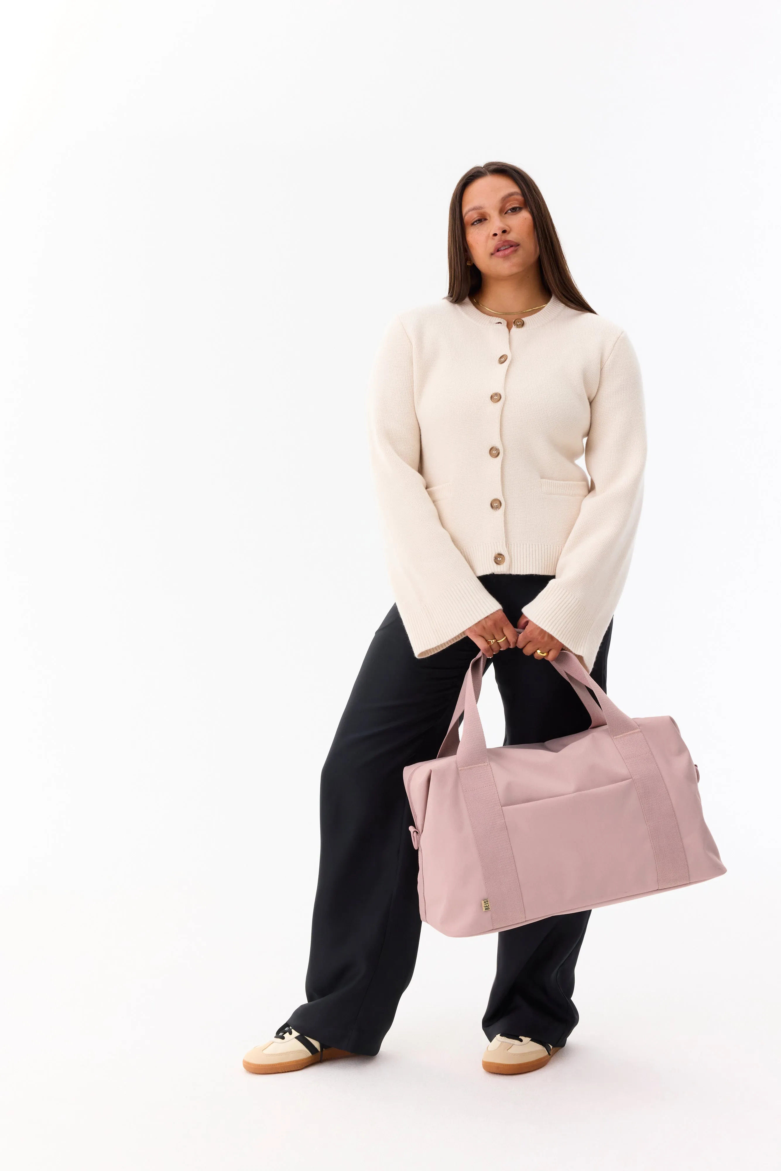 The BÉISics Duffle in Atlas Pink