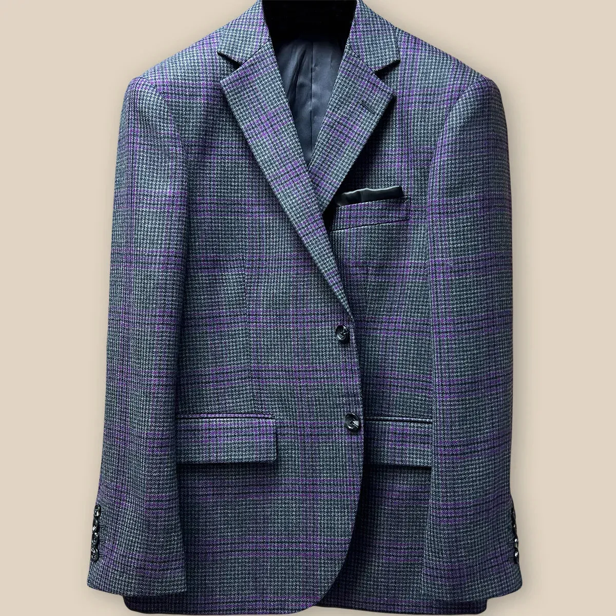 Westwood Hart Grey with Purple Plaid Houndstooth Sport Coat