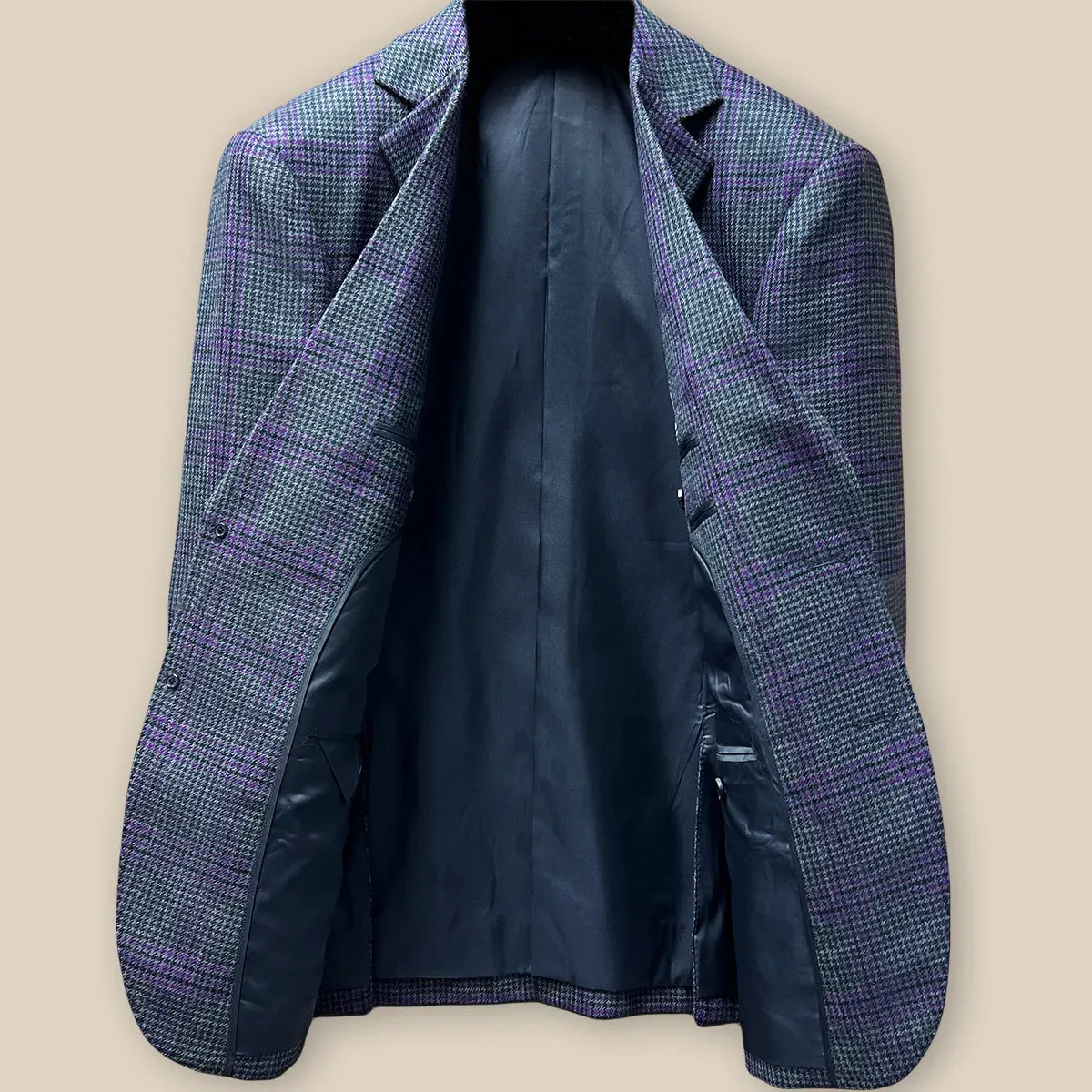 Westwood Hart Grey with Purple Plaid Houndstooth Sport Coat