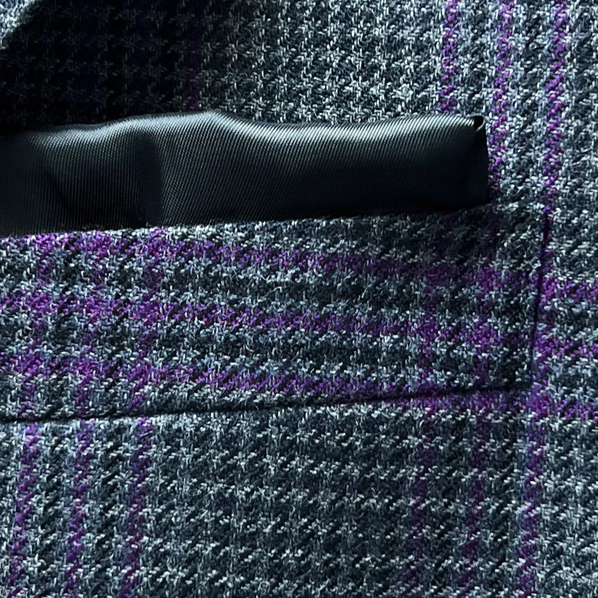 Westwood Hart Grey with Purple Plaid Houndstooth Sport Coat