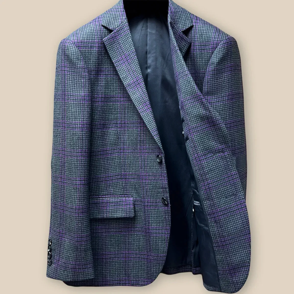 Westwood Hart Grey with Purple Plaid Houndstooth Sport Coat